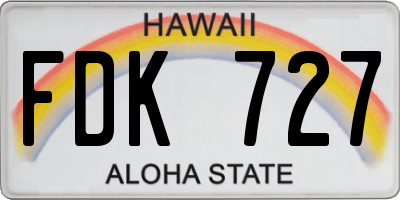 HI license plate FDK727