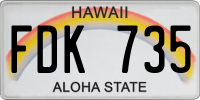 HI license plate FDK735