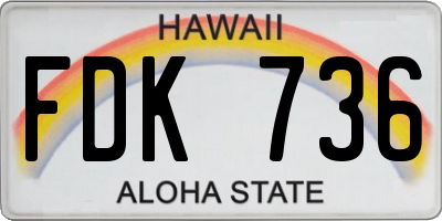 HI license plate FDK736