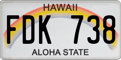 HI license plate FDK738