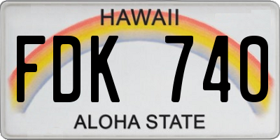 HI license plate FDK740