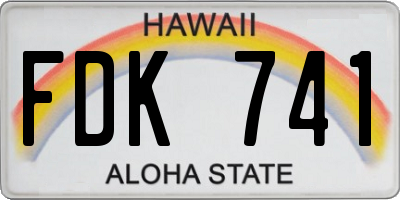 HI license plate FDK741