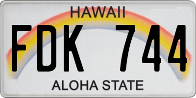 HI license plate FDK744