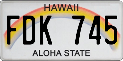HI license plate FDK745