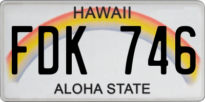 HI license plate FDK746