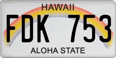 HI license plate FDK753