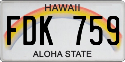 HI license plate FDK759