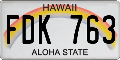 HI license plate FDK763