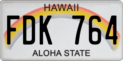HI license plate FDK764