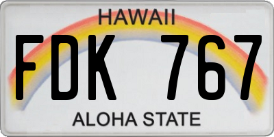 HI license plate FDK767
