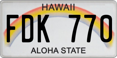 HI license plate FDK770