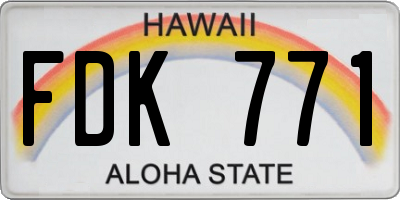 HI license plate FDK771