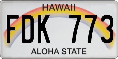 HI license plate FDK773
