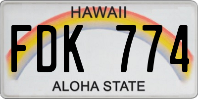 HI license plate FDK774