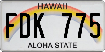 HI license plate FDK775