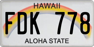 HI license plate FDK778