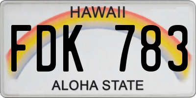 HI license plate FDK783