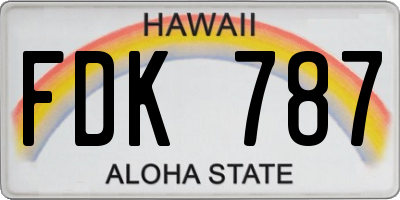 HI license plate FDK787