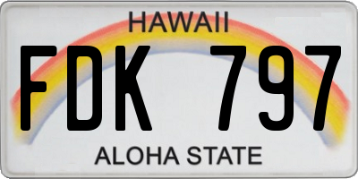 HI license plate FDK797