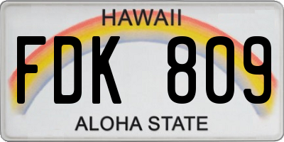 HI license plate FDK809