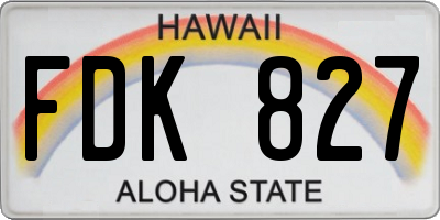 HI license plate FDK827