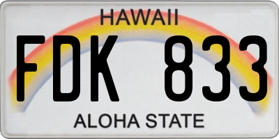 HI license plate FDK833