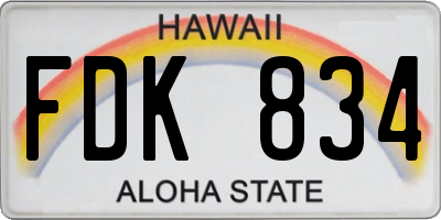 HI license plate FDK834