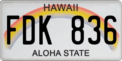 HI license plate FDK836