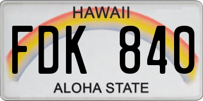 HI license plate FDK840