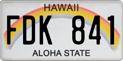 HI license plate FDK841