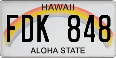 HI license plate FDK848