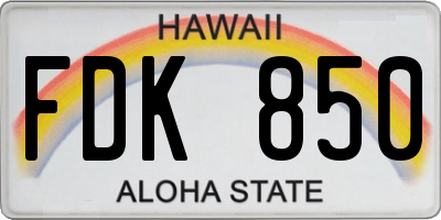 HI license plate FDK850