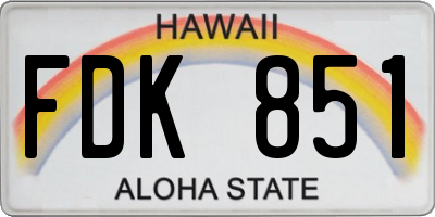 HI license plate FDK851