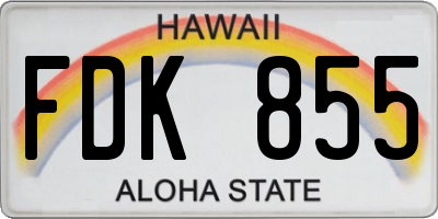 HI license plate FDK855