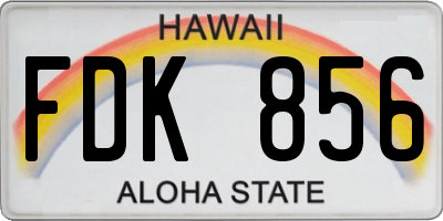 HI license plate FDK856