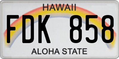 HI license plate FDK858