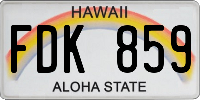 HI license plate FDK859