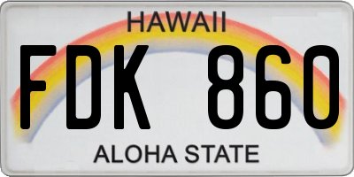 HI license plate FDK860