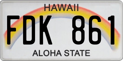 HI license plate FDK861