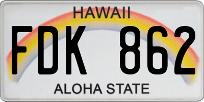 HI license plate FDK862