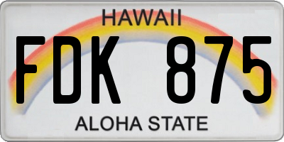 HI license plate FDK875