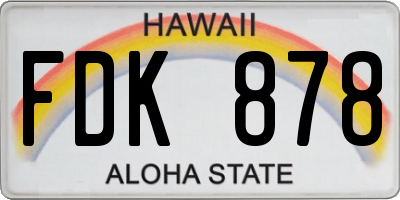 HI license plate FDK878