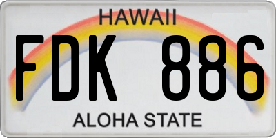HI license plate FDK886