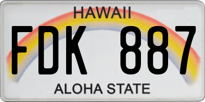 HI license plate FDK887