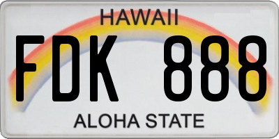 HI license plate FDK888