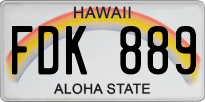 HI license plate FDK889