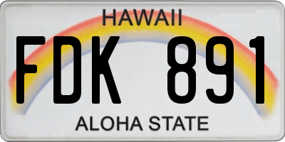 HI license plate FDK891