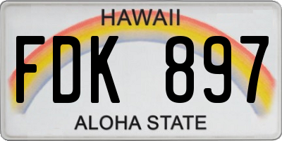 HI license plate FDK897