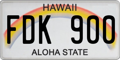 HI license plate FDK900