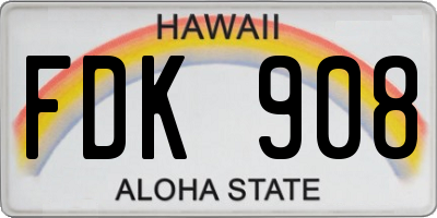 HI license plate FDK908